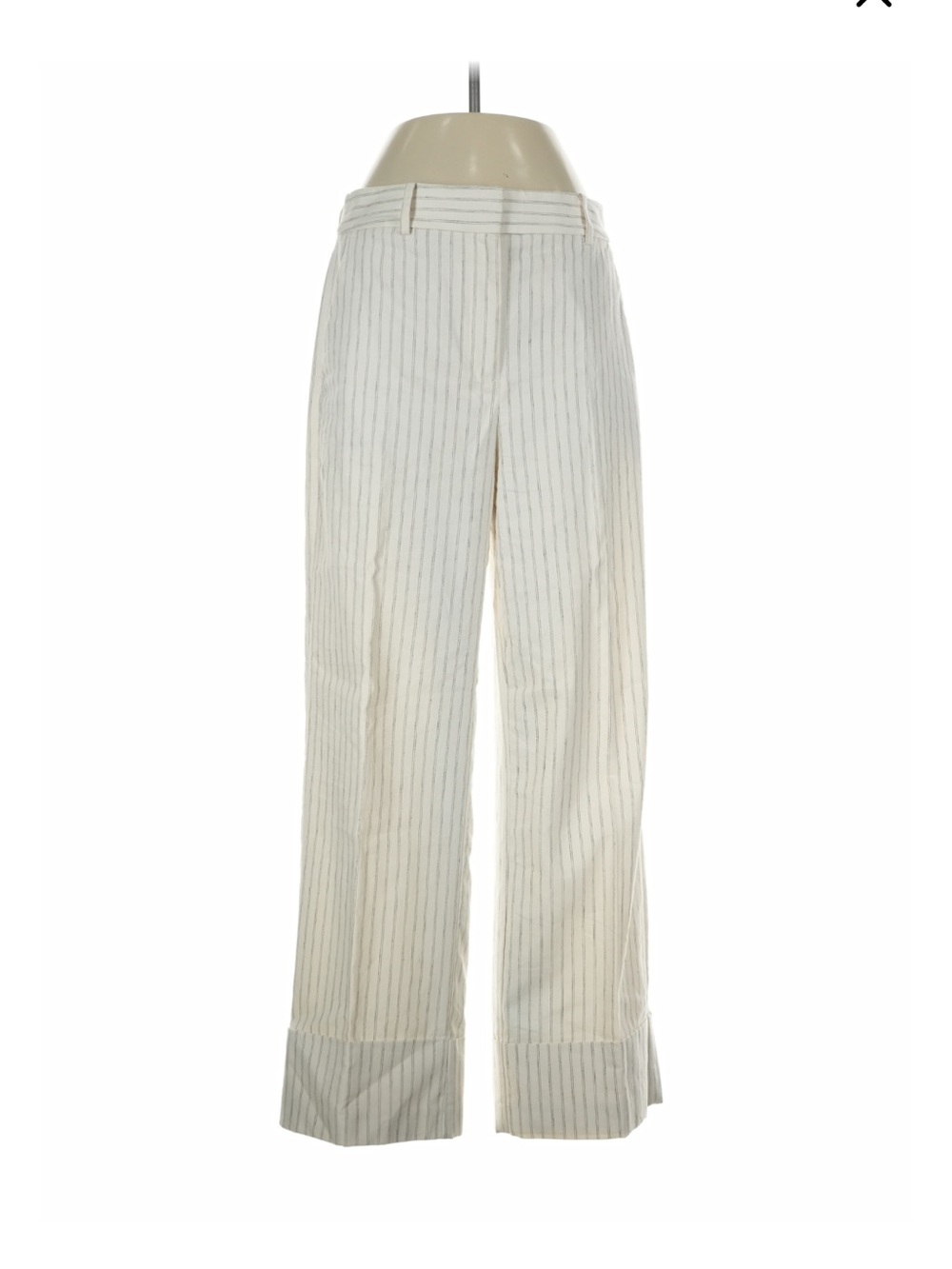 LOFT Cream Pinstripe Wide-Leg Trousers